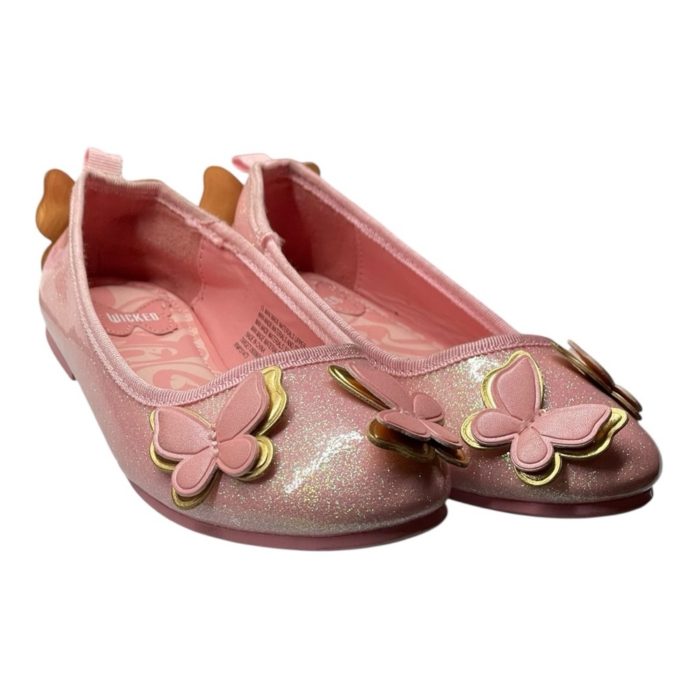 Wicked Pink Glitter Butterfly Flats Girls Size 13 - Picture 8 of 10